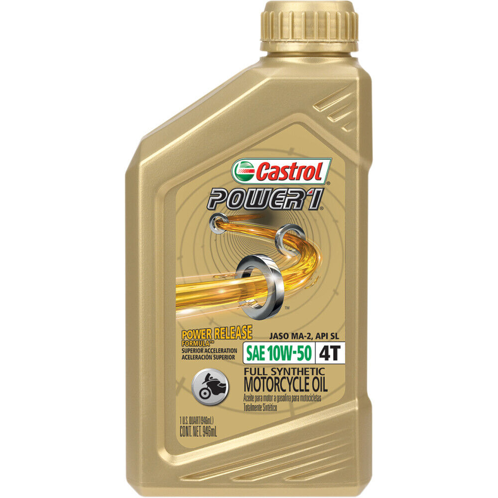 Castrol Power1 4T Full Synthetic Motorcycle Oil 10W-50, 1 Quart (06114)