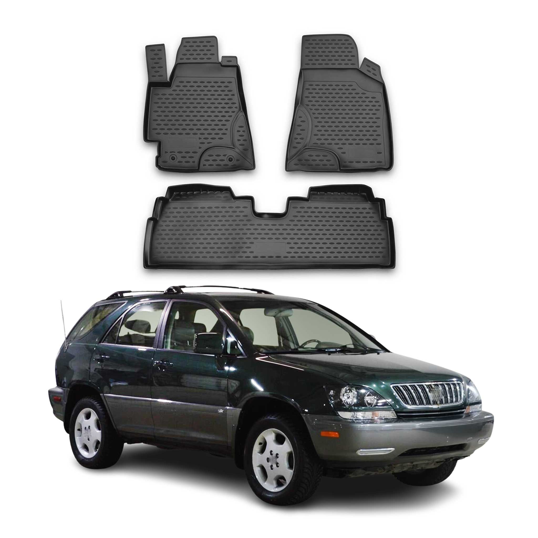 OMAC Floor Mats Liner for Lexus RX300 1999-2003 Black TPE All-Weather 3 Pcs