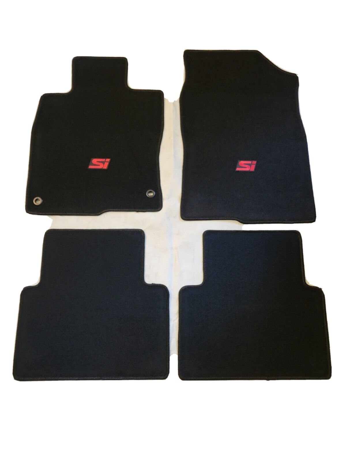 Fit 01-05 HONDA CIVIC Black Nylon Floor Mats Carpet W/ Emblem