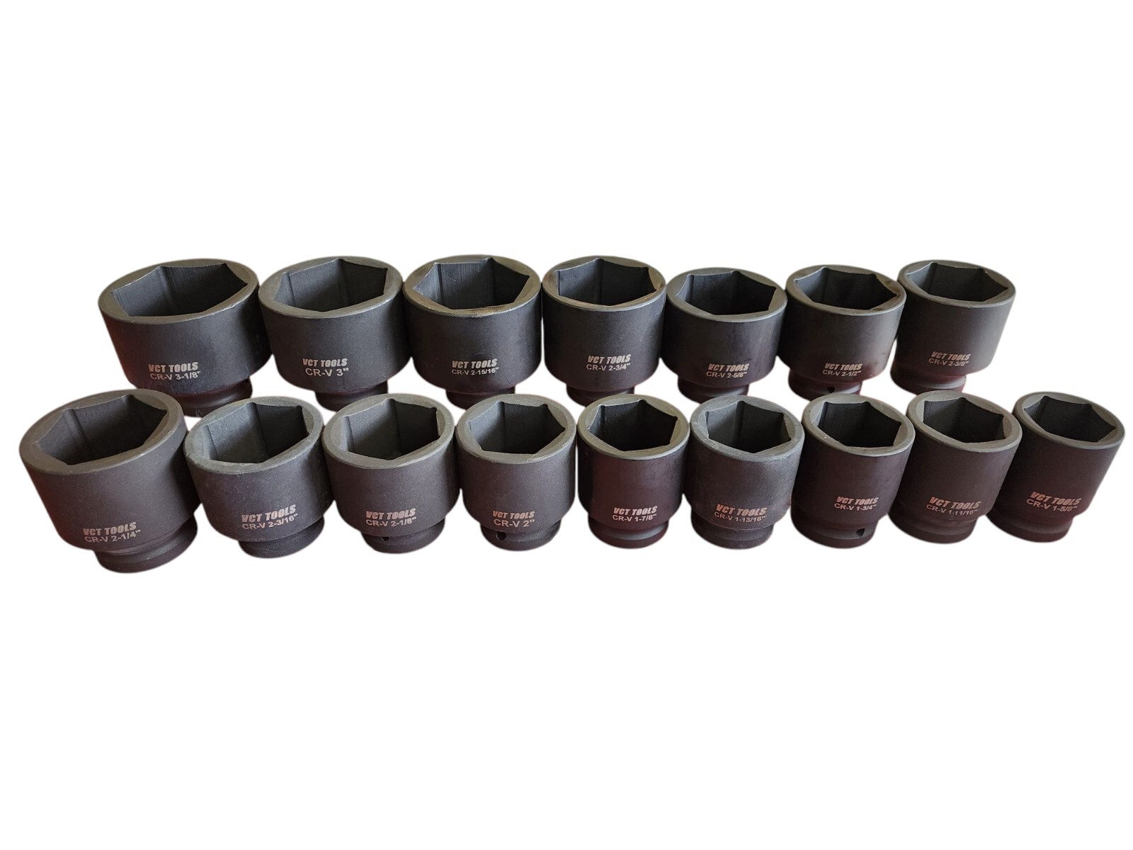 VCT 16-Pc 1" Drive 6-Point Standard Jumbo Deep Impact Socket Set (1-5/8"–3-1/8")