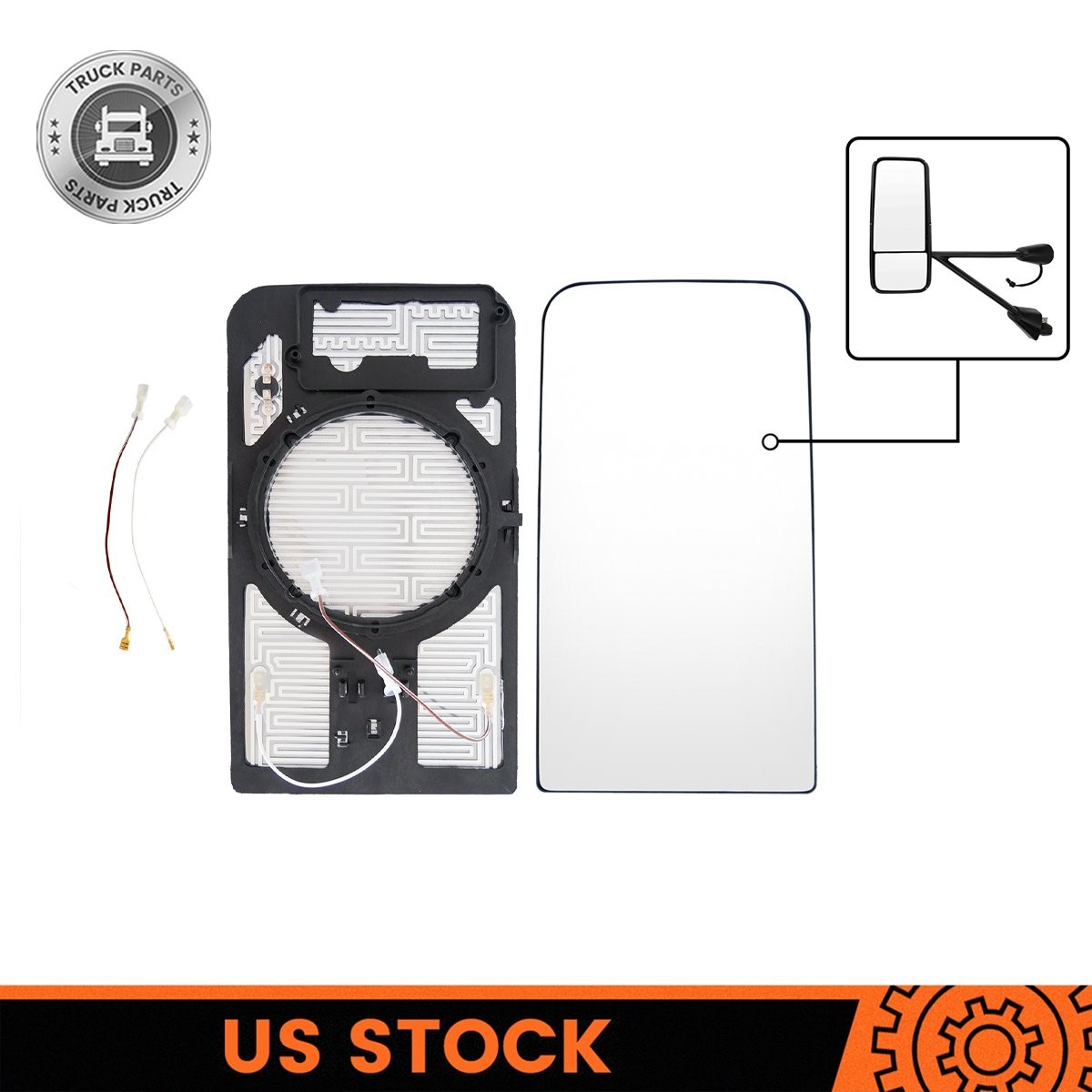 Kenworth T600 T660 T2000 Peterbilt 387 Lower Mirror Glass w/ Defrost Heat