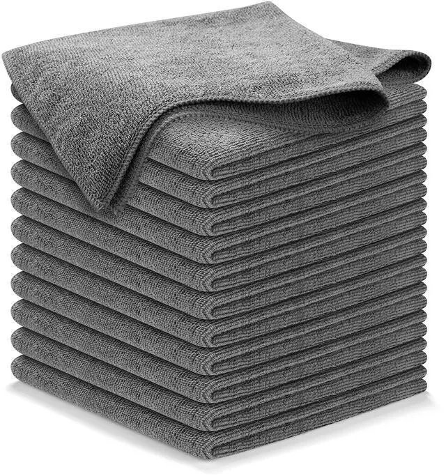 USANOOKS Microfiber Cleaning Cloth Grey - 12 Pcs Pack of 12