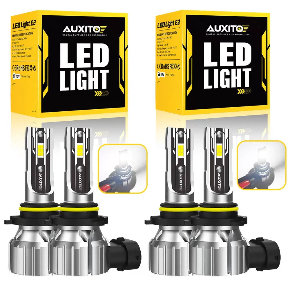 4X AUXITO 9005 9006 LED Headlight Kit Bulbs High Low Beam White 80000LM