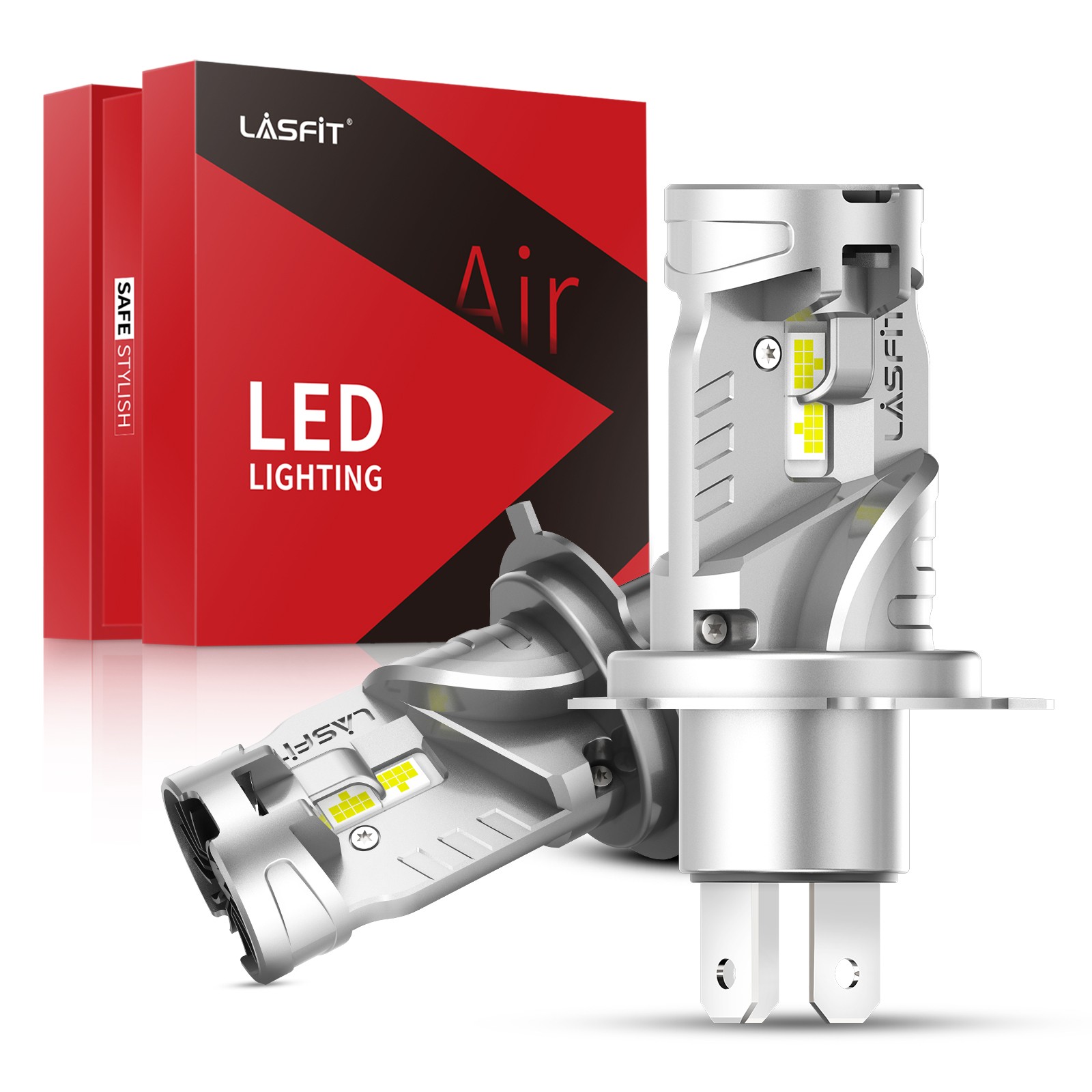 LASFIT H4 LED Headlight Bulbs, High/Low Beam, 7000LM, 70W, 6000K (pair)