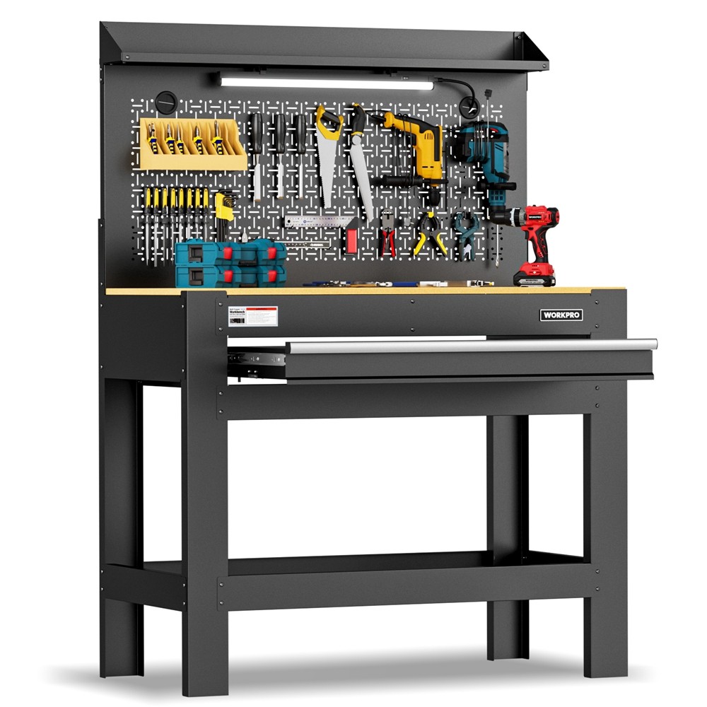 WORKPRO 45" Heavy-Duty Workbench with Storage 800 LBS