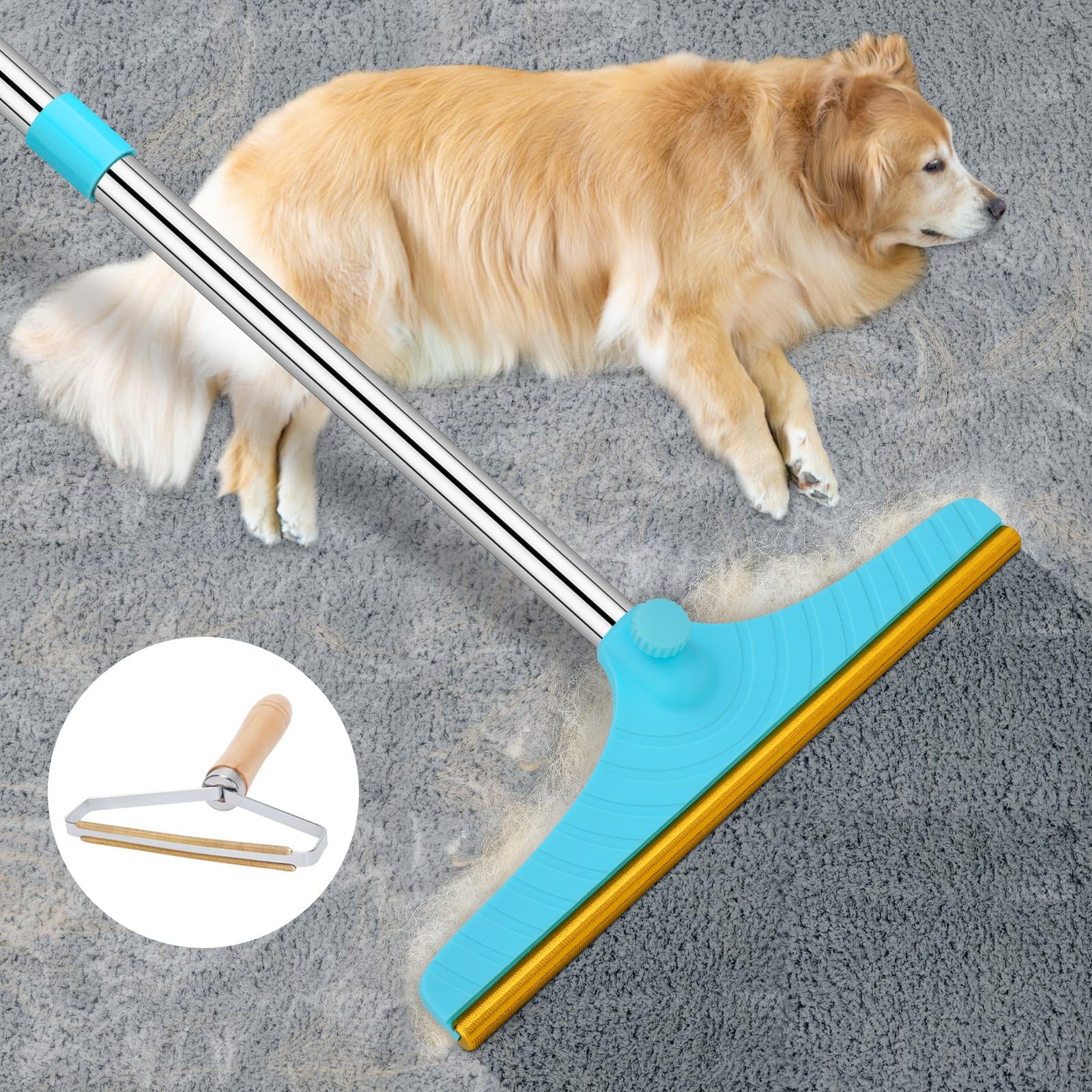 Pet Hair Remover Carpet Rake Dog Cat Fur Cleaner Furniture Tool Reusable Broom