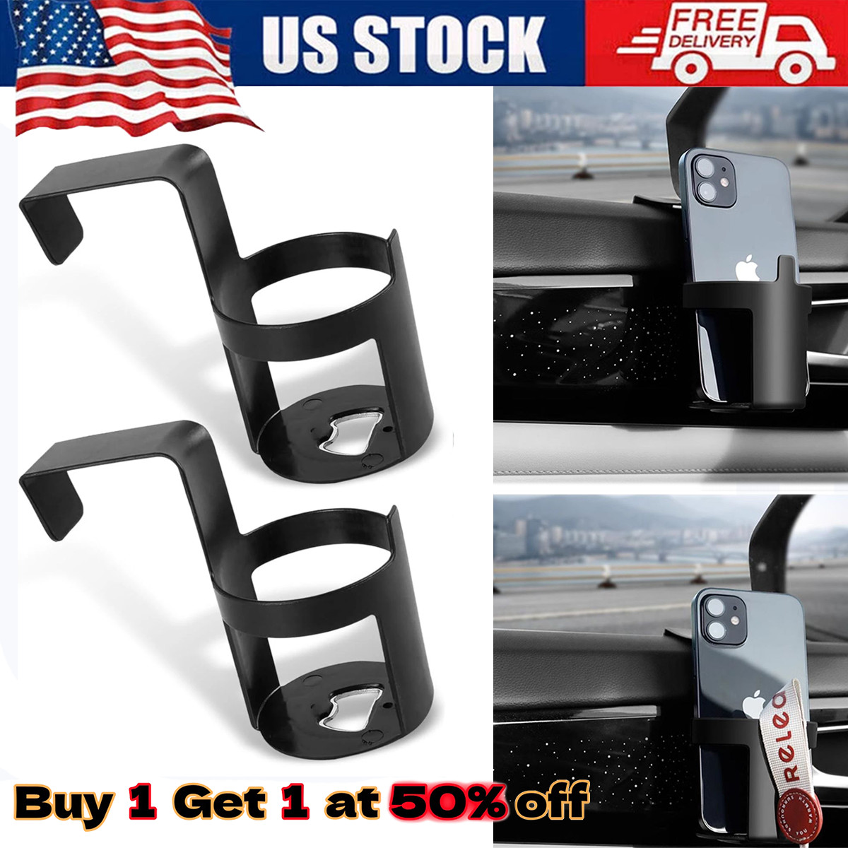 Universal Car Cup Holder Door Window Hanging Beverage Holder Bottle Organizer