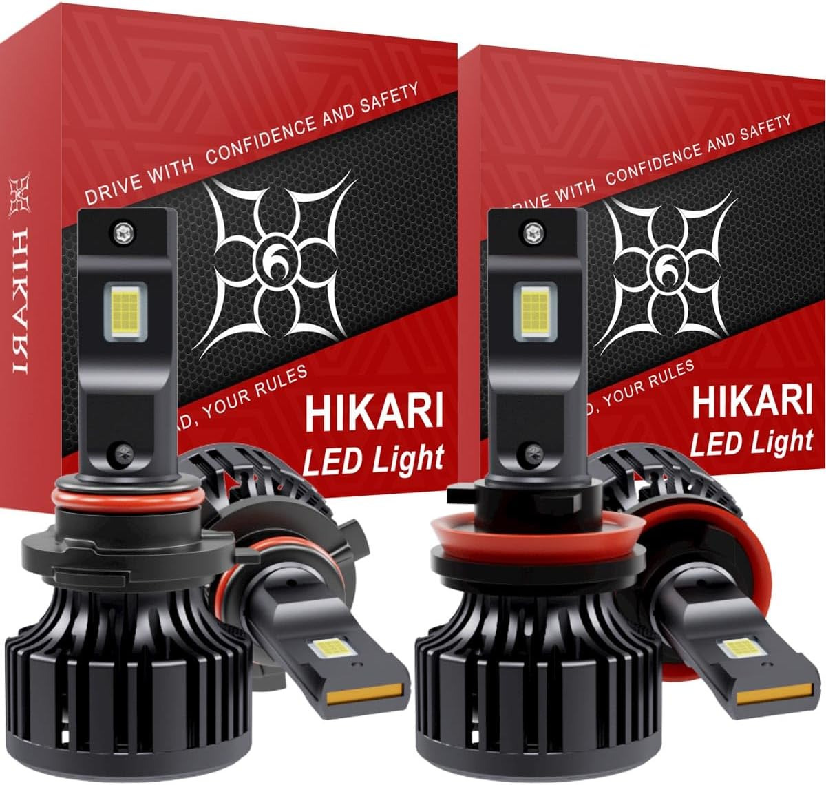 Hikari H11/H8/H9 & 9005/HB3 LED Light Bulbs 4-Pack 45W 20000LM 6000K Cool White