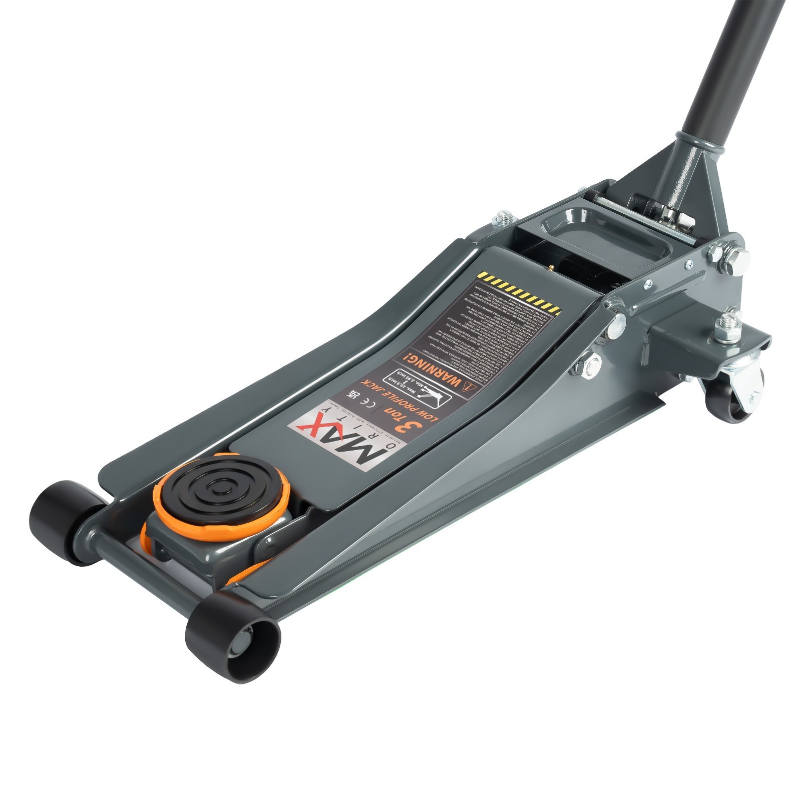 3 Ton Floor Jack Low Profile Rapid Dual Pistons Pump 2.9" to 19.9"