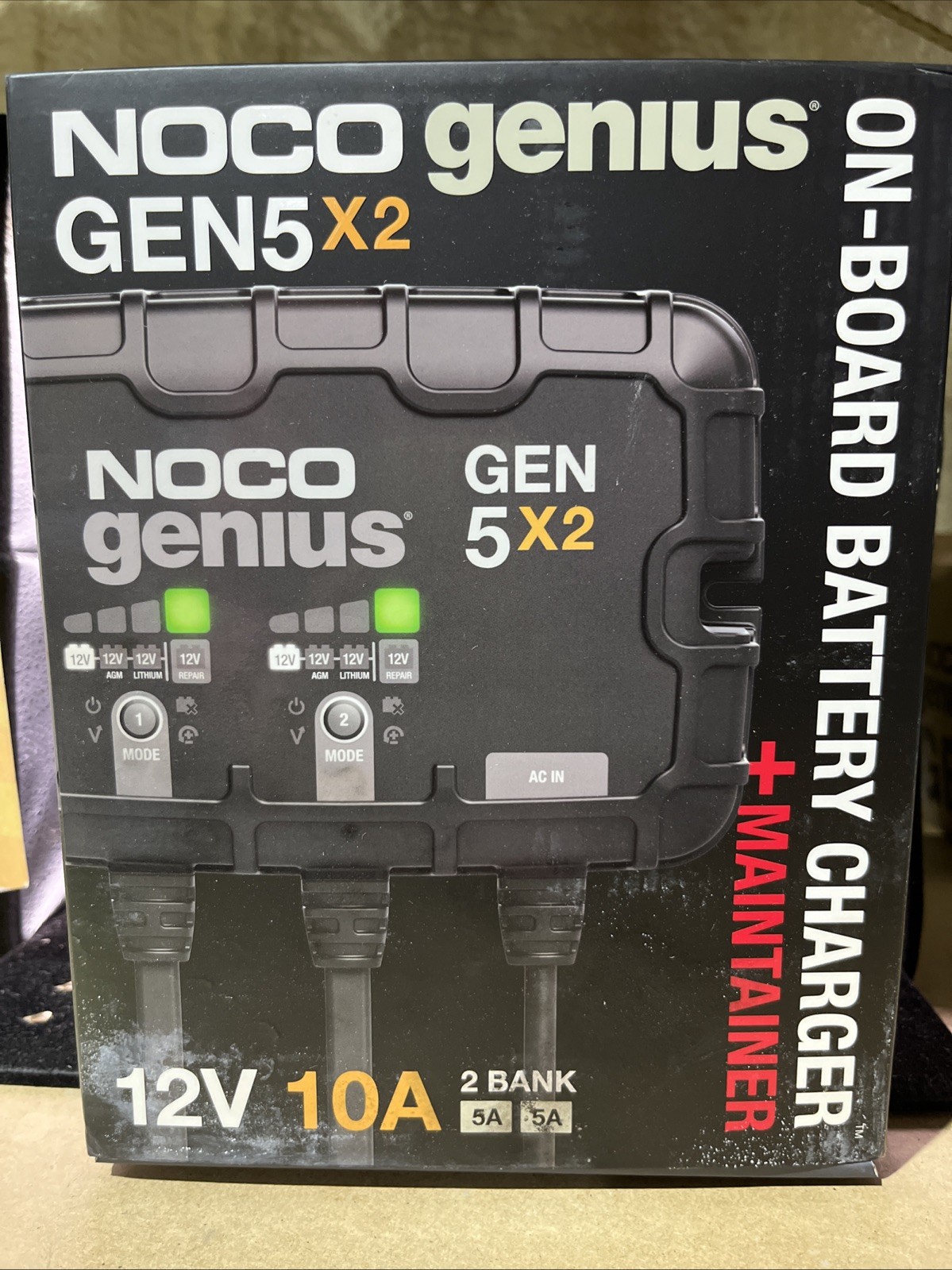 NOCO Genius GEN5X2 2-Bank 10A 12V Onboard Waterproof Marine Battery Charger