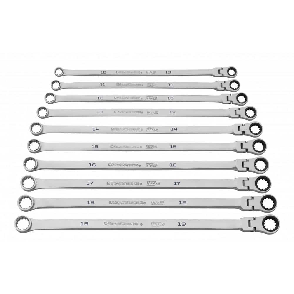 GearWrench 120XP 10pc 10-19mm Ratcheting Flex Head Wrench Set