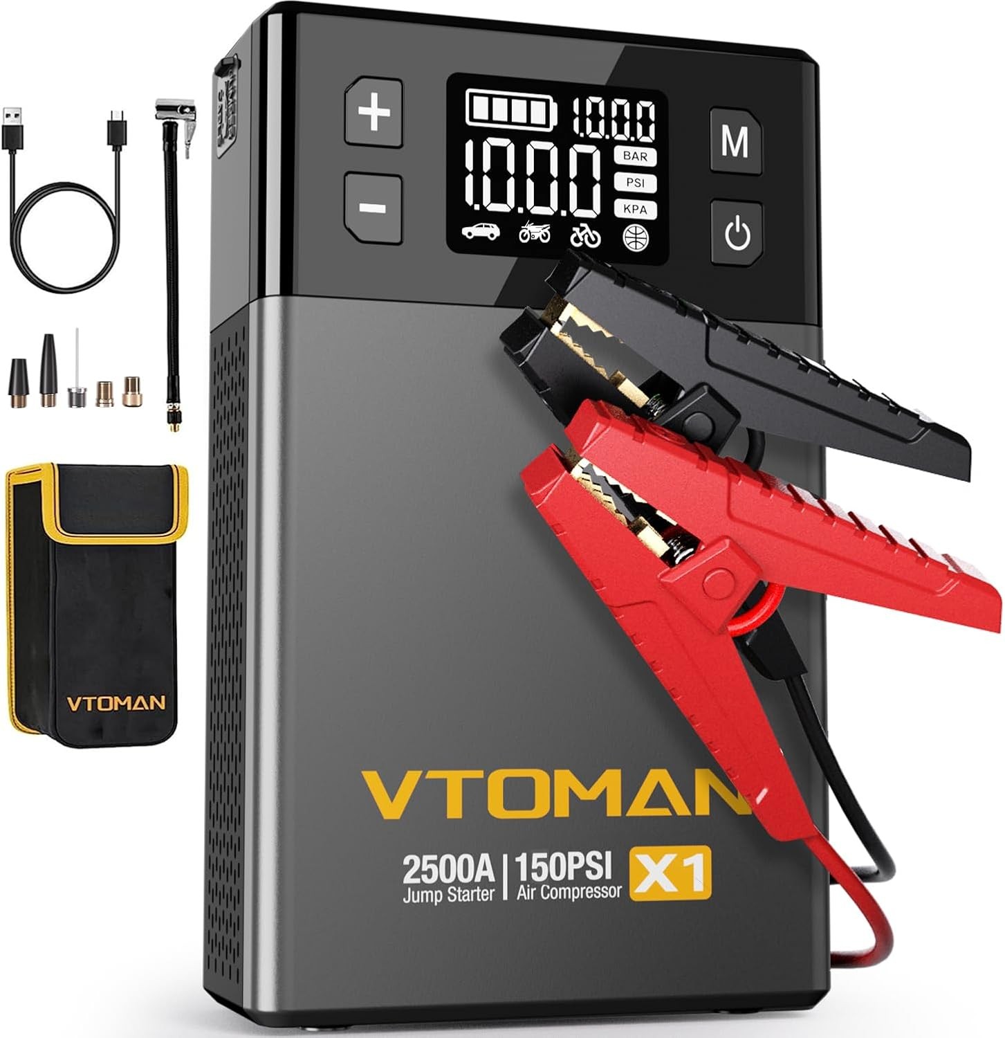 VTOMAN X1 Jump Starter with Air Compressor, 2500A