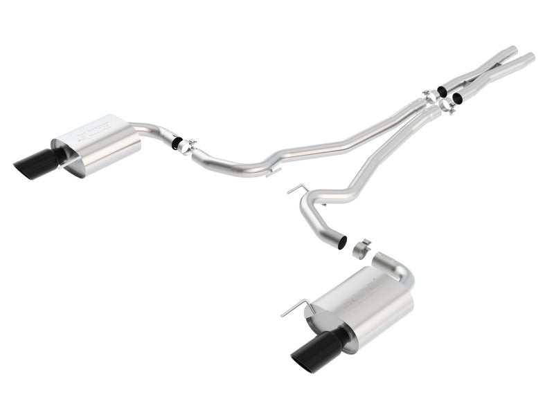 Borla S-Type Cat-Back Exhaust, Black Chrome Tips, 2015–2017 Ford Mustang GT (140590BC)