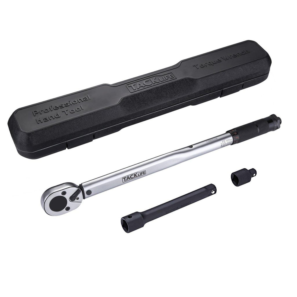 Tacklife HTW2C 1/2" Drive Ratcheting Click Torque Wrench with Socket Extension and Adapter