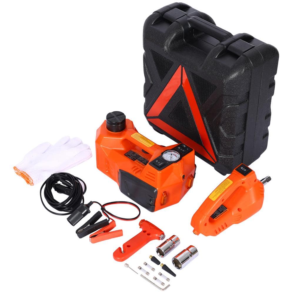 Electric Car Floor Jack 12V 3-Ton with Impact Wrench