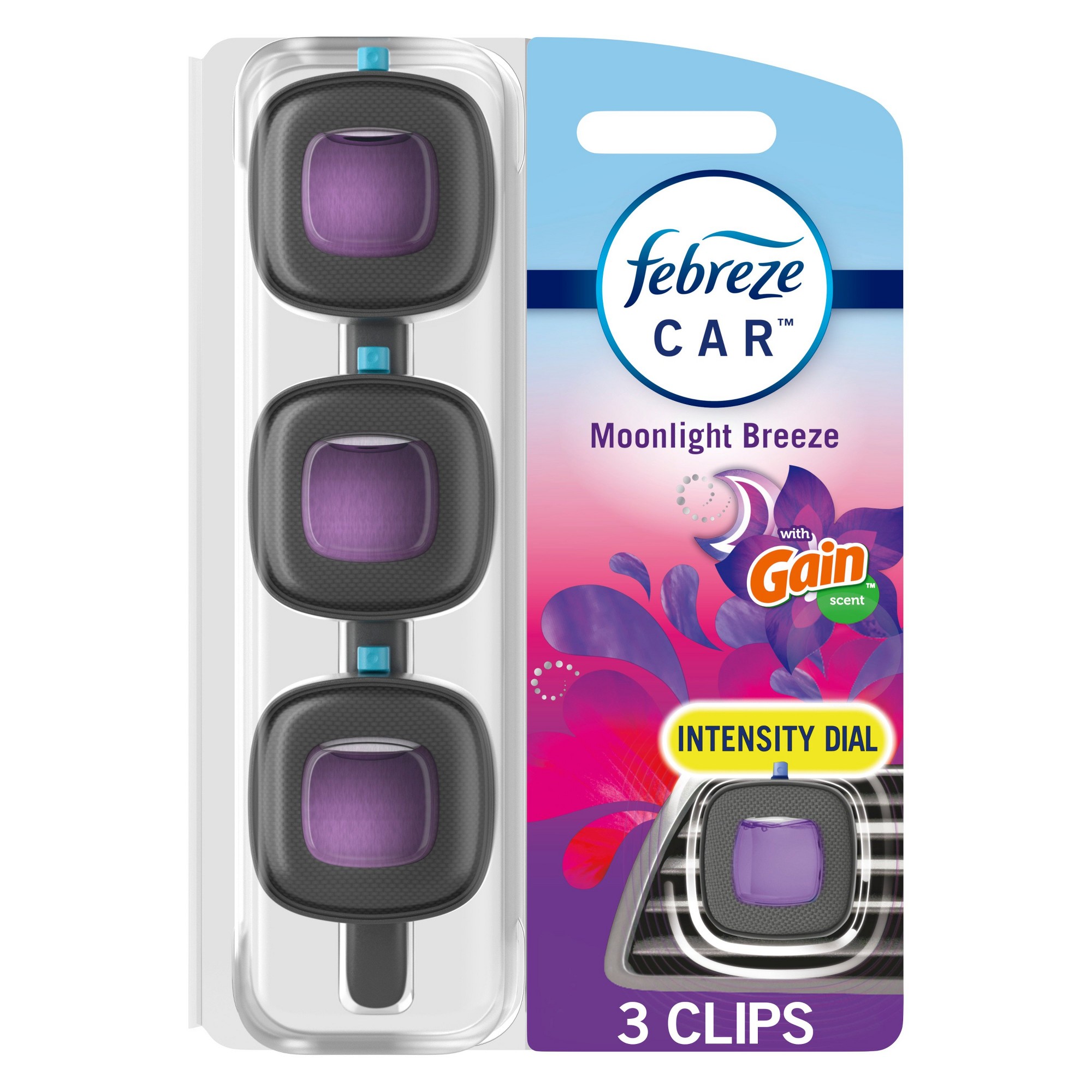 Febreze Car Air Freshener Vent Clips Moonlight Breeze 2 Clips 2 Pack