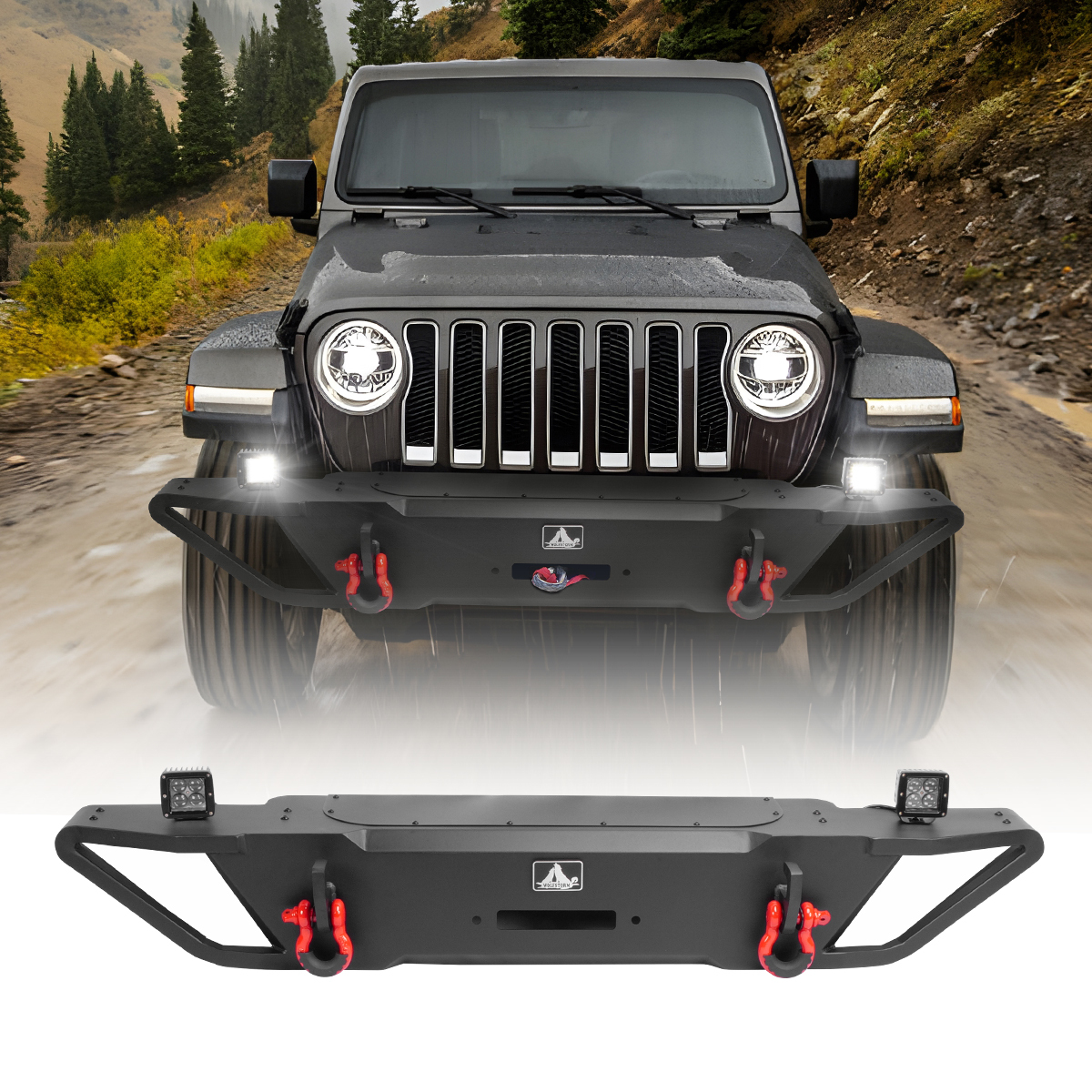 Steel Front Bumper w/ LED Lights, 2007–2024 Jeep Wrangler JK/JL & 2020–2023 Gladiator JT