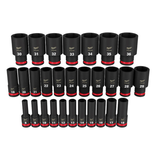 Milwaukee SHOCKWAVE 49-66-7015 29pc Deep Metric Impact Socket Set