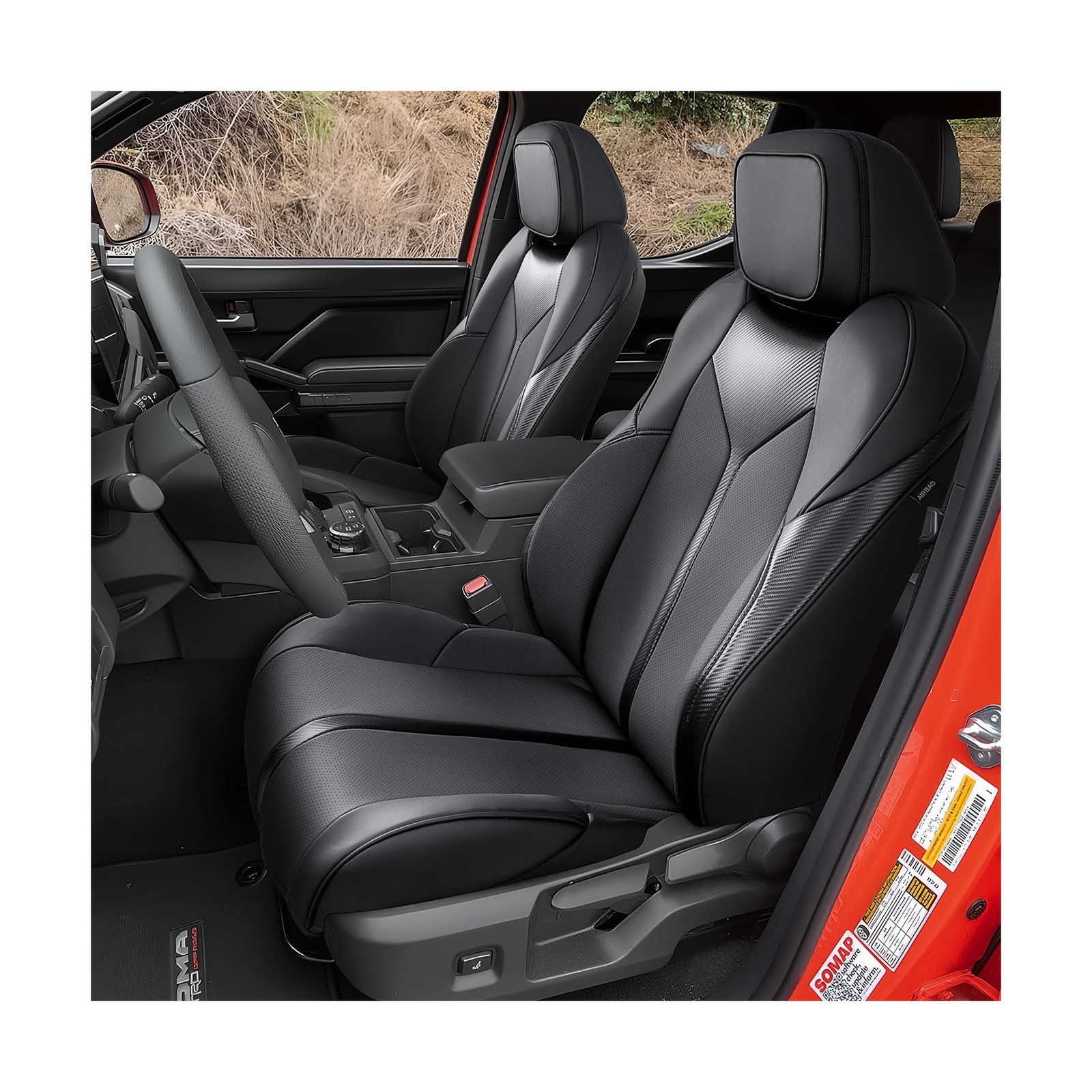 For Toyota Tacoma Car Seat Cover Full Set Leather 5-Seats Protector + Pillows