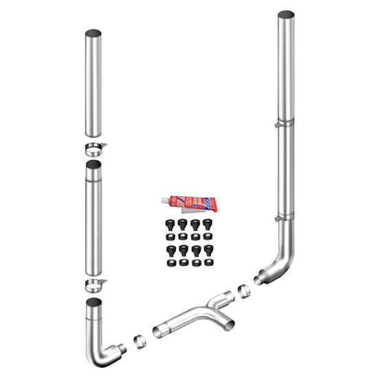 Peterbilt 379/389 7" Flat Top Chrome Exhaust Kit 108" w/ 90° Pickett Elbows