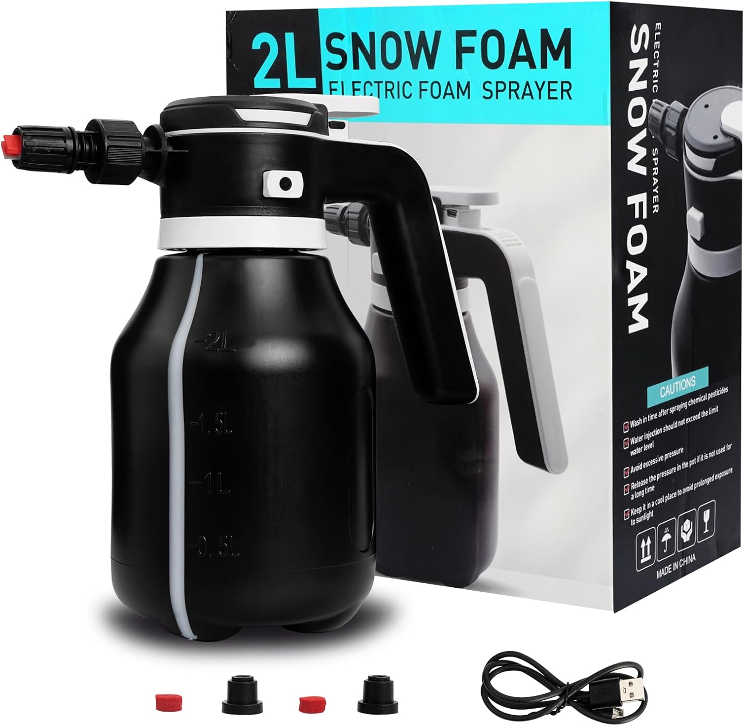 Electric Foam Sprayer 2L — Rechargeable Cordless Cannon Spray for Car & Garden Wash