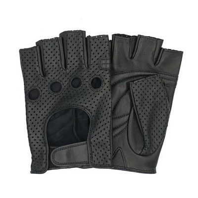 Fingerless Driving Motorcycle Genuine Leather Gloves Outdoor Sport Half Finger