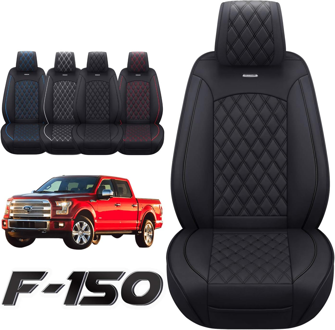 For Ford F150 F250 F350 F450 Pickup Car Seat Cover Leather Front Rear Full Set