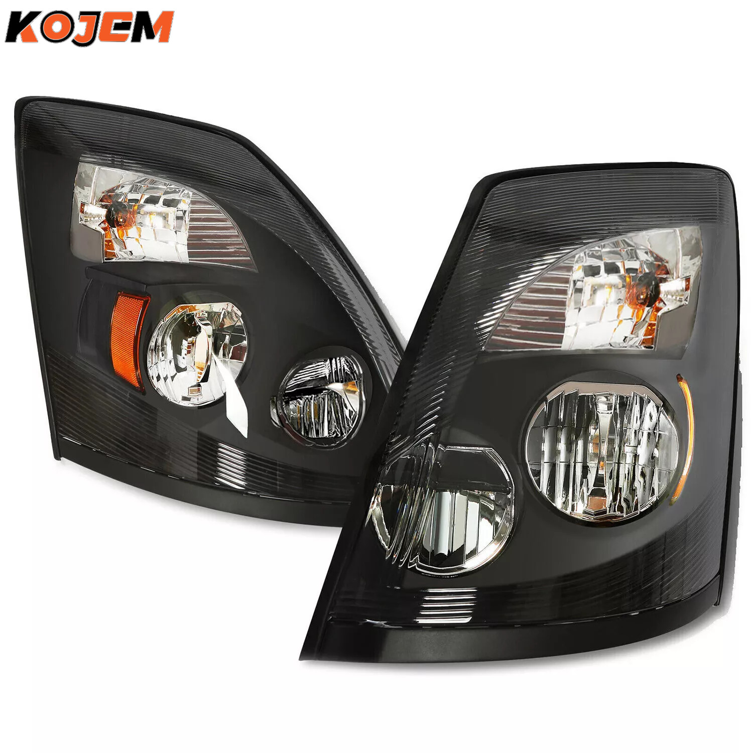 For 2004-2017 2018 Volvo VNL VNX LED Headlights Headlamps Black Left Right (LEAVAN)