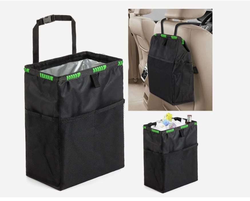 Car Trash Bin Holder Hanging Auto Garbage Bag Organizer for Seat Headrest Door