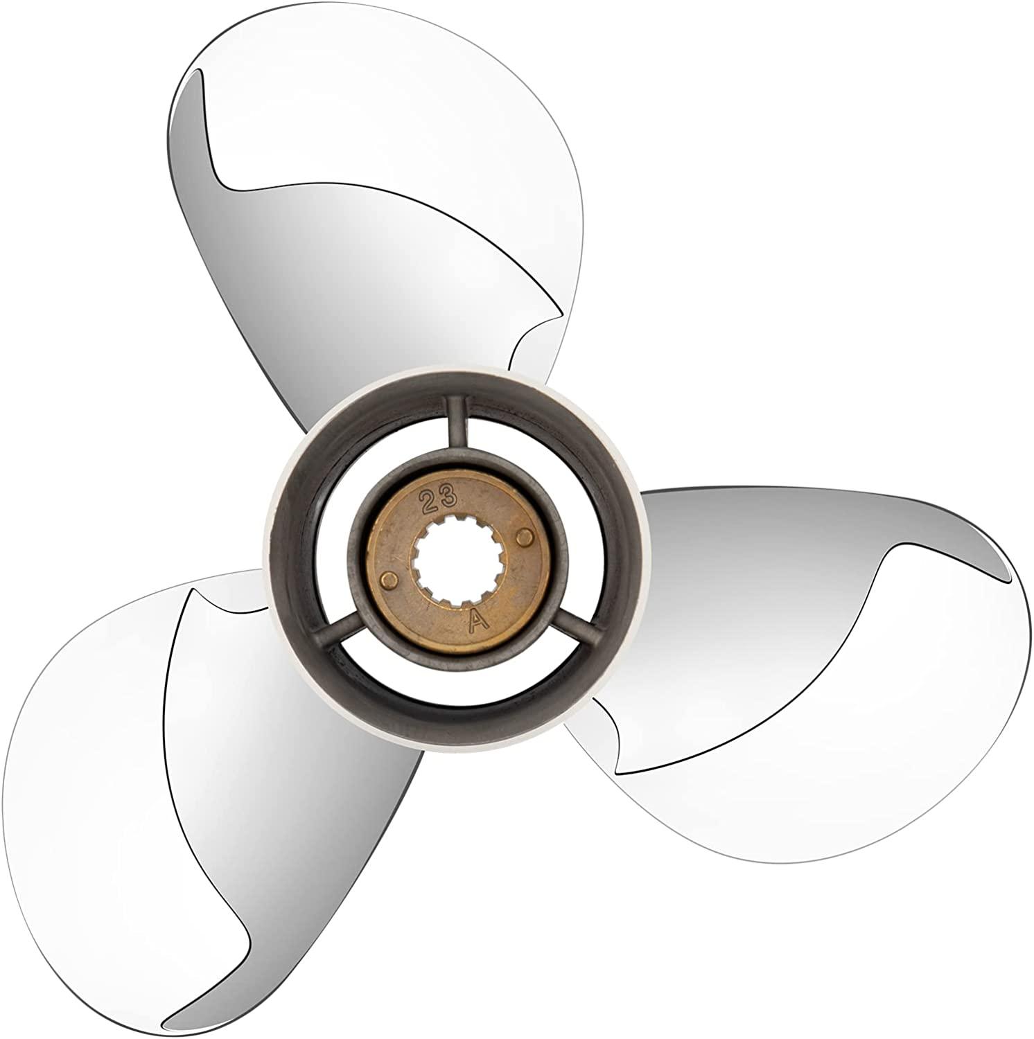13 Spline Stainless Outboard Boat Propeller Compatible Fit Mercury Engines