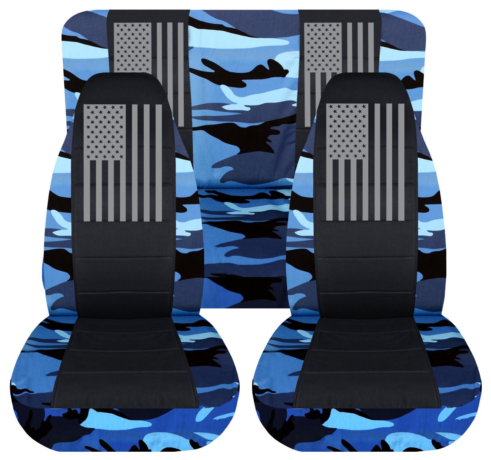 Front Rear Seat Covers Fits 2007 to 2018 Jeep Wrangler JK 4 Door American Flag