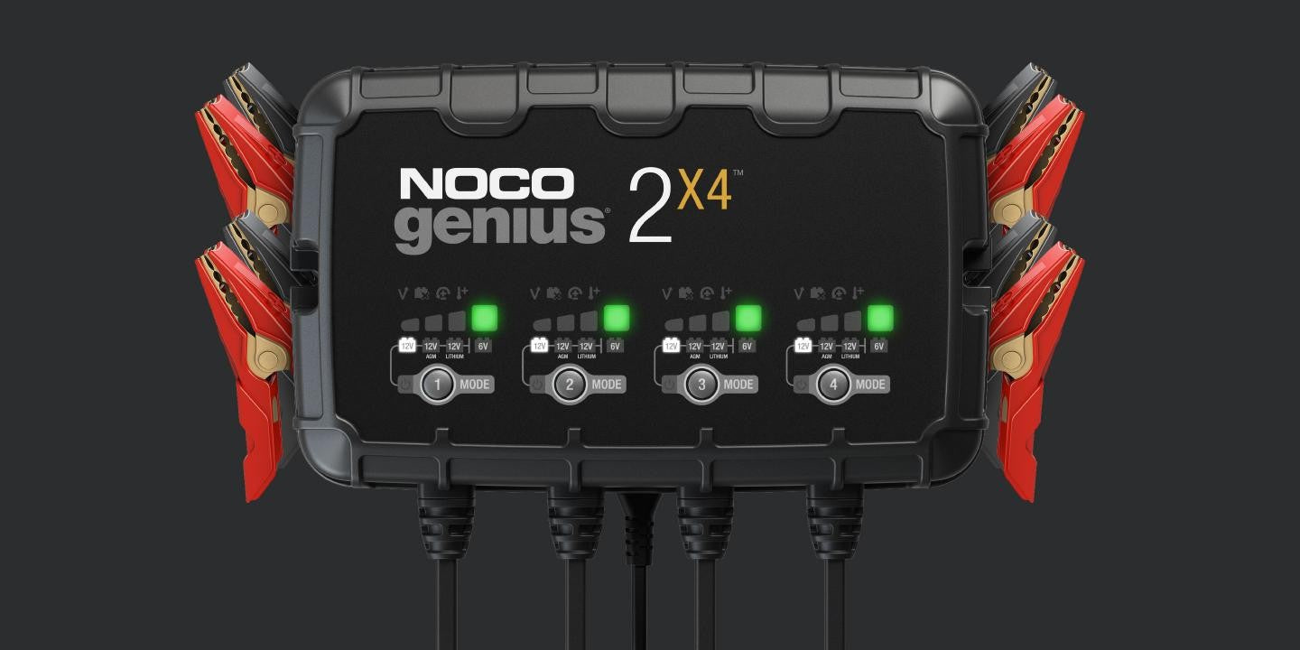 NOCO GENIUS2X4 4-Bank 8A (2A/Bank) 6V/12V Smart Battery Charger and Maintainer
