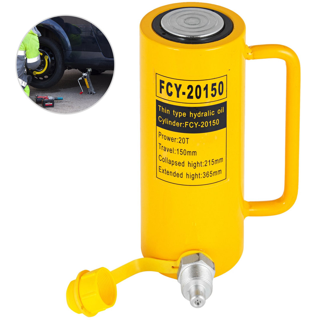 20 Ton Mini Hydraulic Cylinder Jack Ram, 2in Stroke, Hand Pump, Single Acting Kit