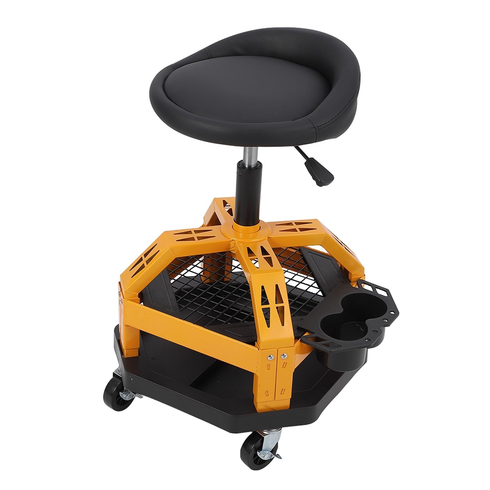 Rolling Garage Stool Adjustable Mechanic Work Shop Seat With 5 Caster 300LBS