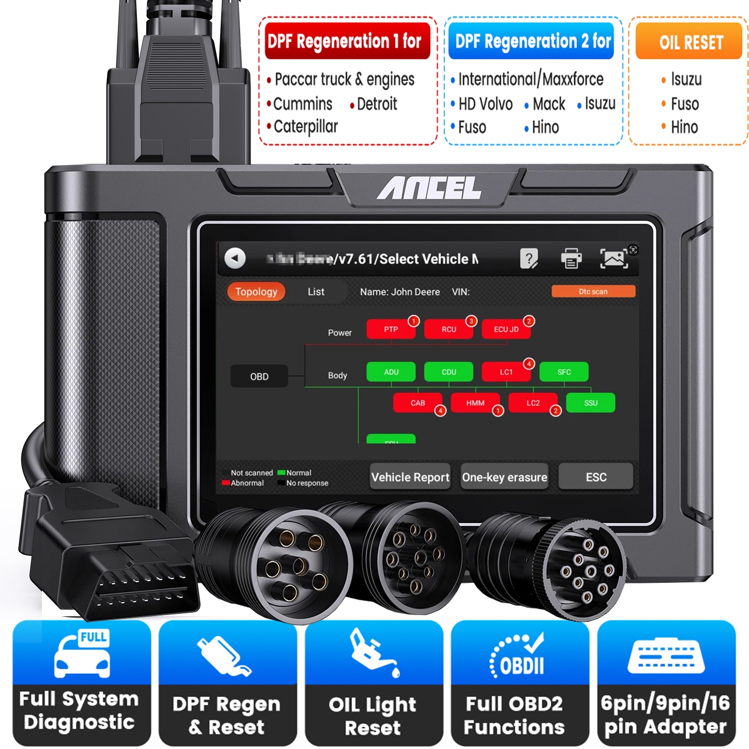 ANCEL HD3500 Pro Pickup Truck OBD2 Scanner Diesel Diagnostic Ford/Dodge/GMC