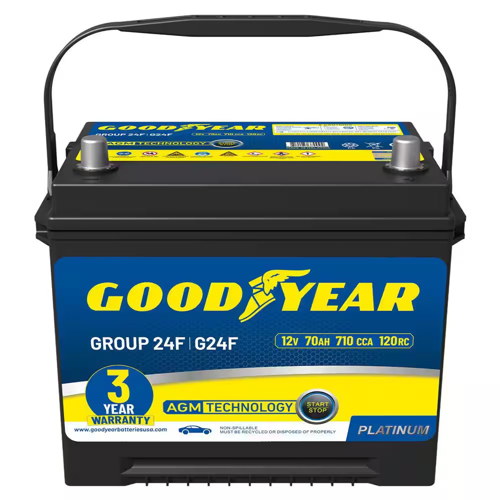 Goodyear Group 24F 12V 70 AH, 120RC, 710 CCA Platinum AGM Automotive Battery