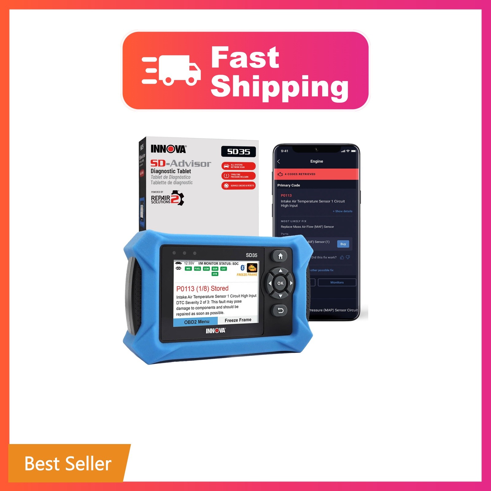 Innova SD35 OBD2 Scanner Code Reader (ABS, SRS, TPMS)