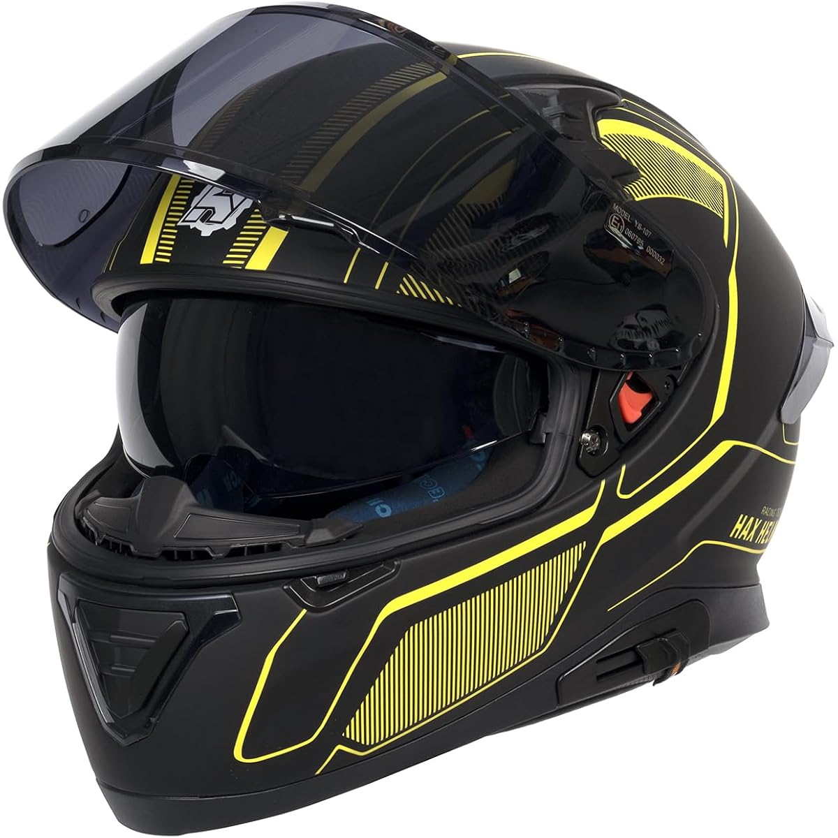 HAX Full Face Motorcycle Helmet Impulse Series Blade Yellow DOT Approved