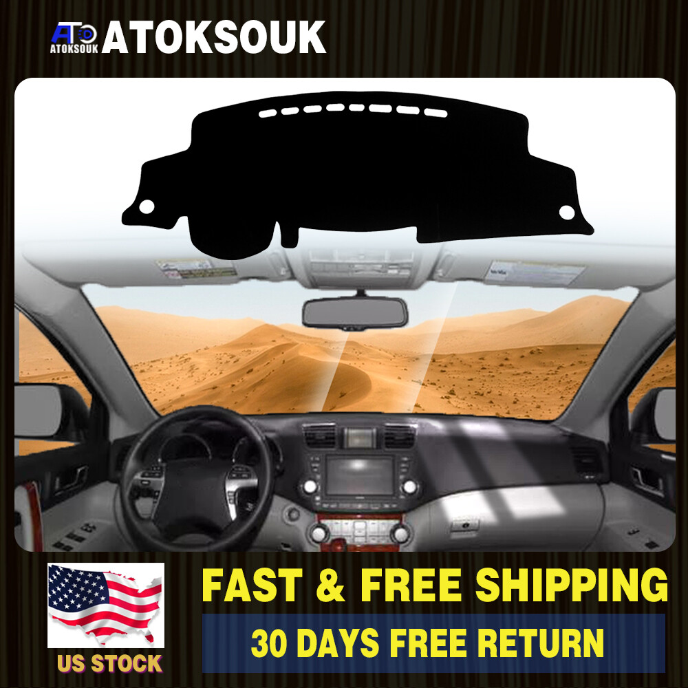 For Highlander 2008-2013 Black Car Dash Cover Mat Dashboard Pad Shade Protective