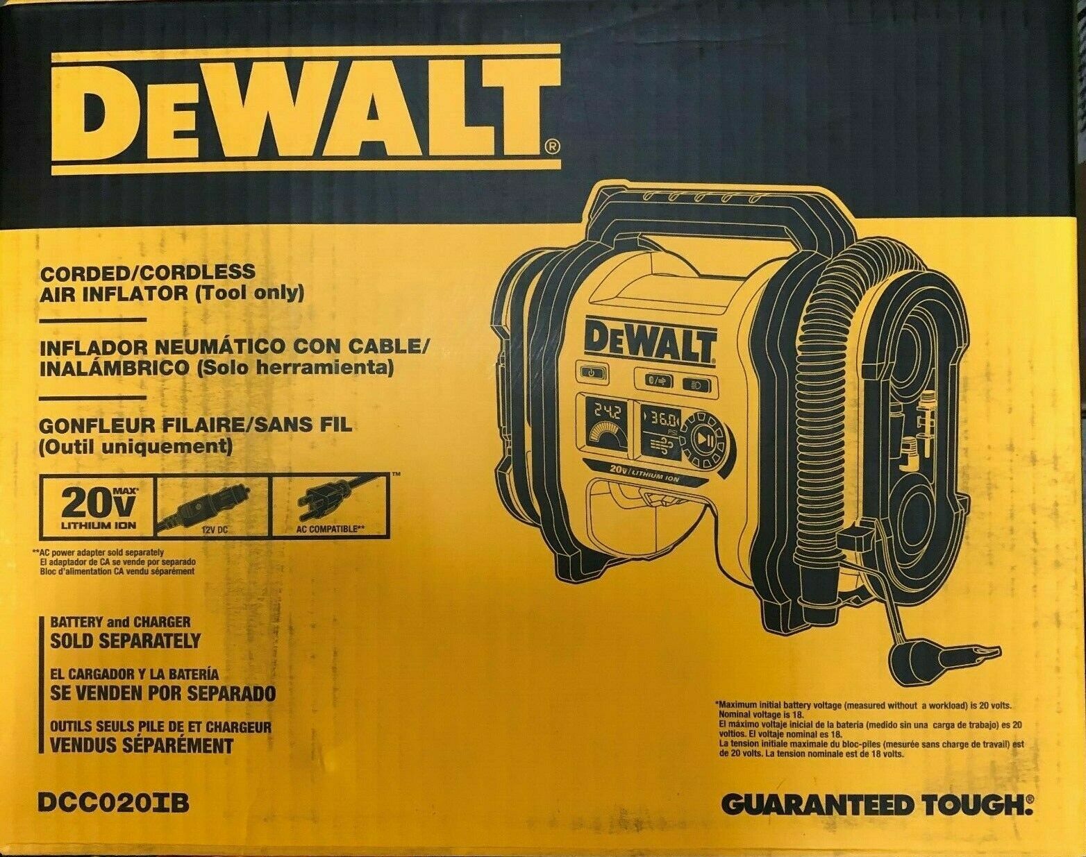 DeWalt DCC020IB 20V MAX Corded/Cordless Air Inflator