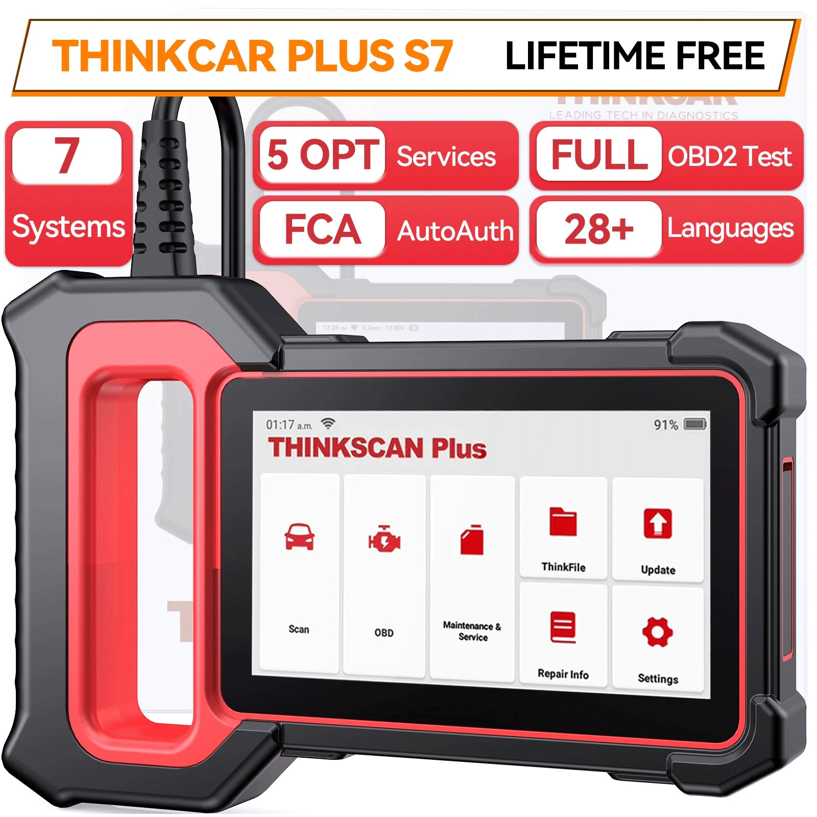 THINKCAR ThinkScan Plus S7 OBD2 Scanner (ABS/SRS/engine, code reader)