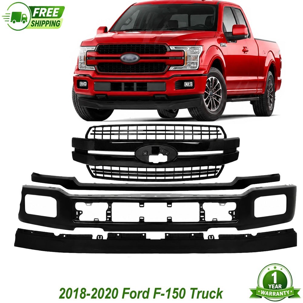 Front Bumper Paintable & Grille Assembly Kit For 2018-2020 Ford F-150 Truck