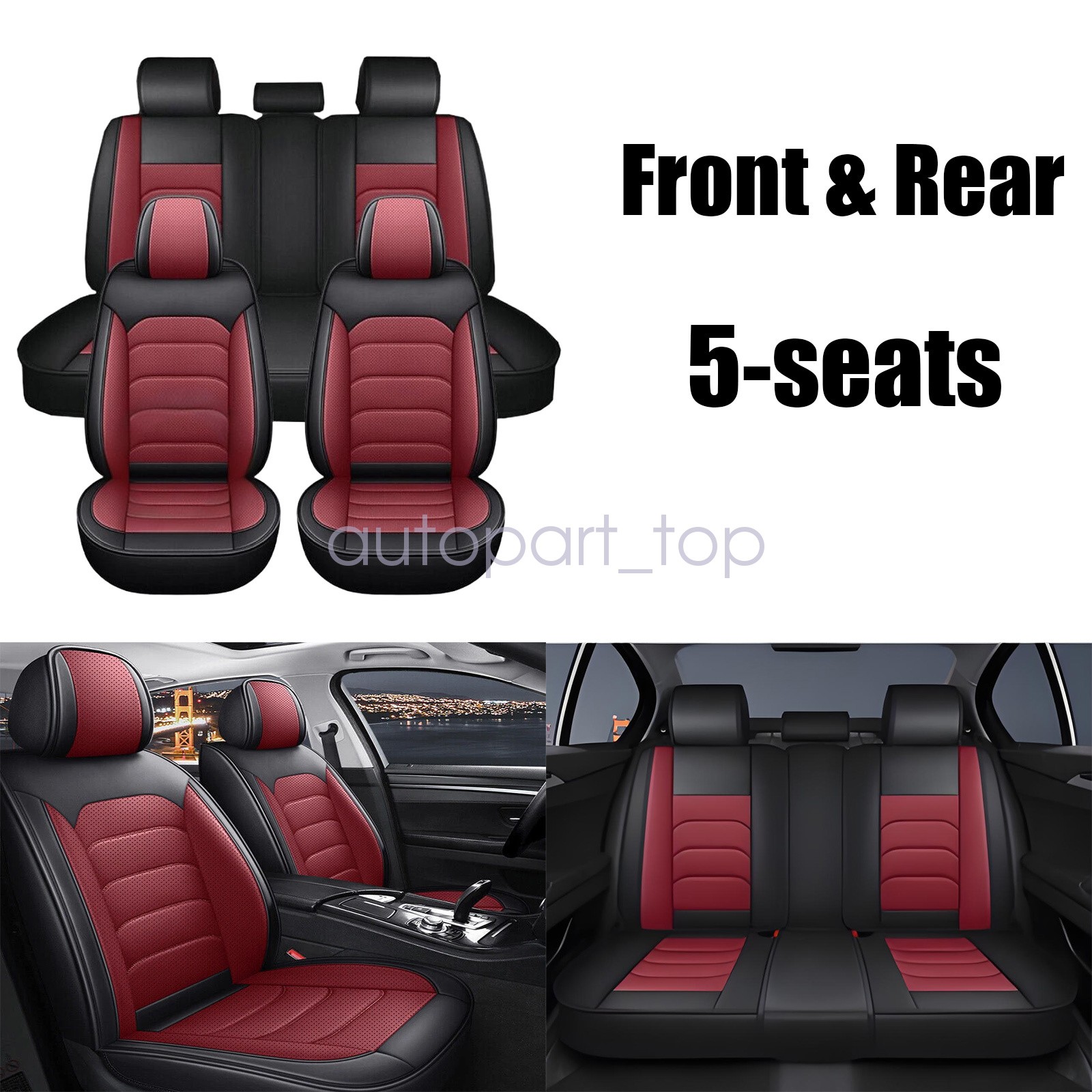 For Ford F150 Crew Cab 4-Door 2009-2023 Car 5-Seat Cover Luxury Leather Full Set