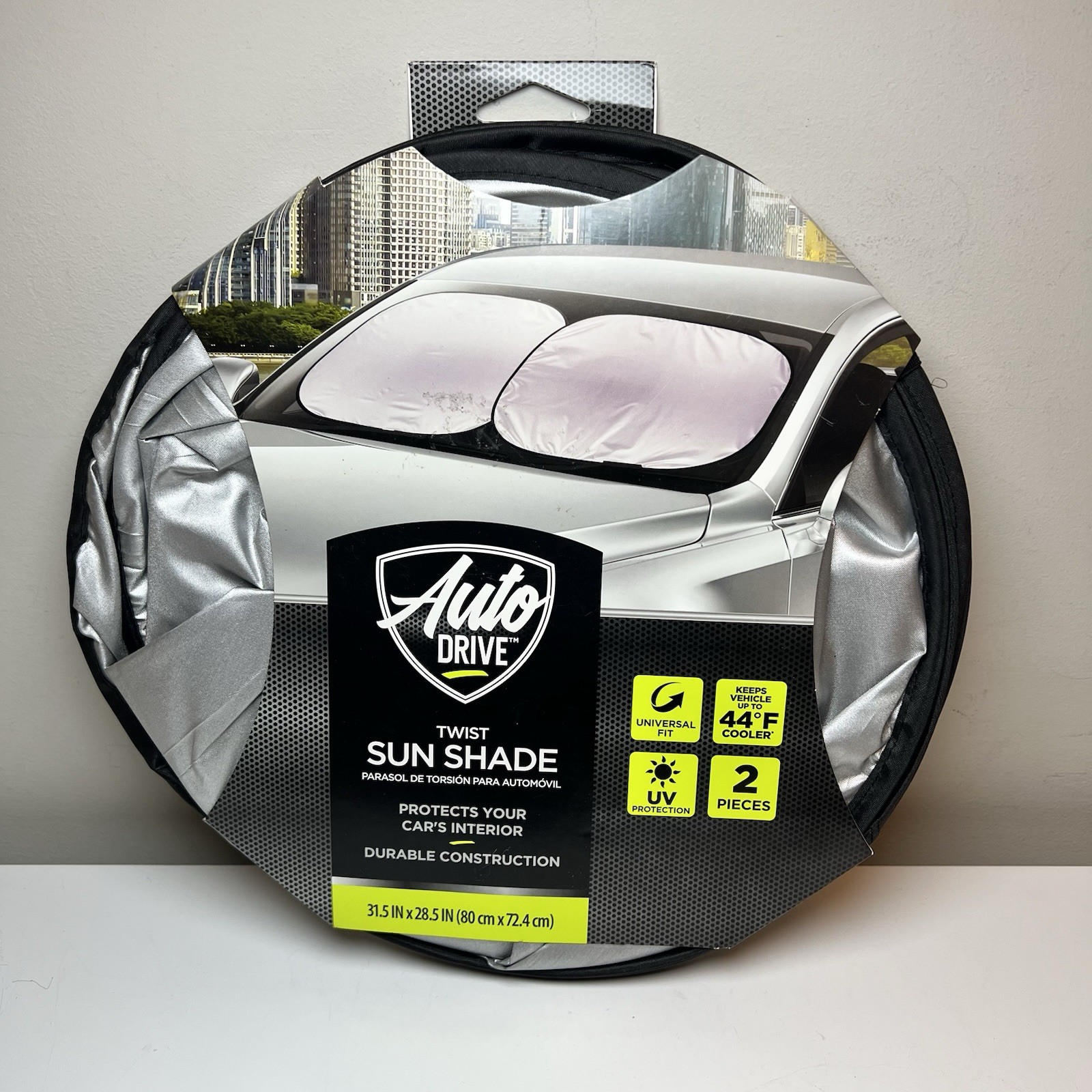Auto Drive Twist Sun Shade Car/Truck/SUV Universal Fit 2 Pc 31.5x28.5