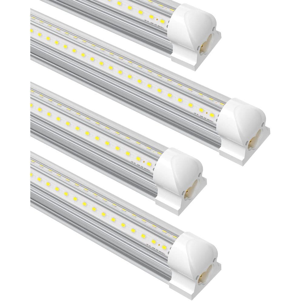 4 Pack 4FT LED Tube Lights 36W 6500K Clear T8 Linkable LED Shop Light for Garage