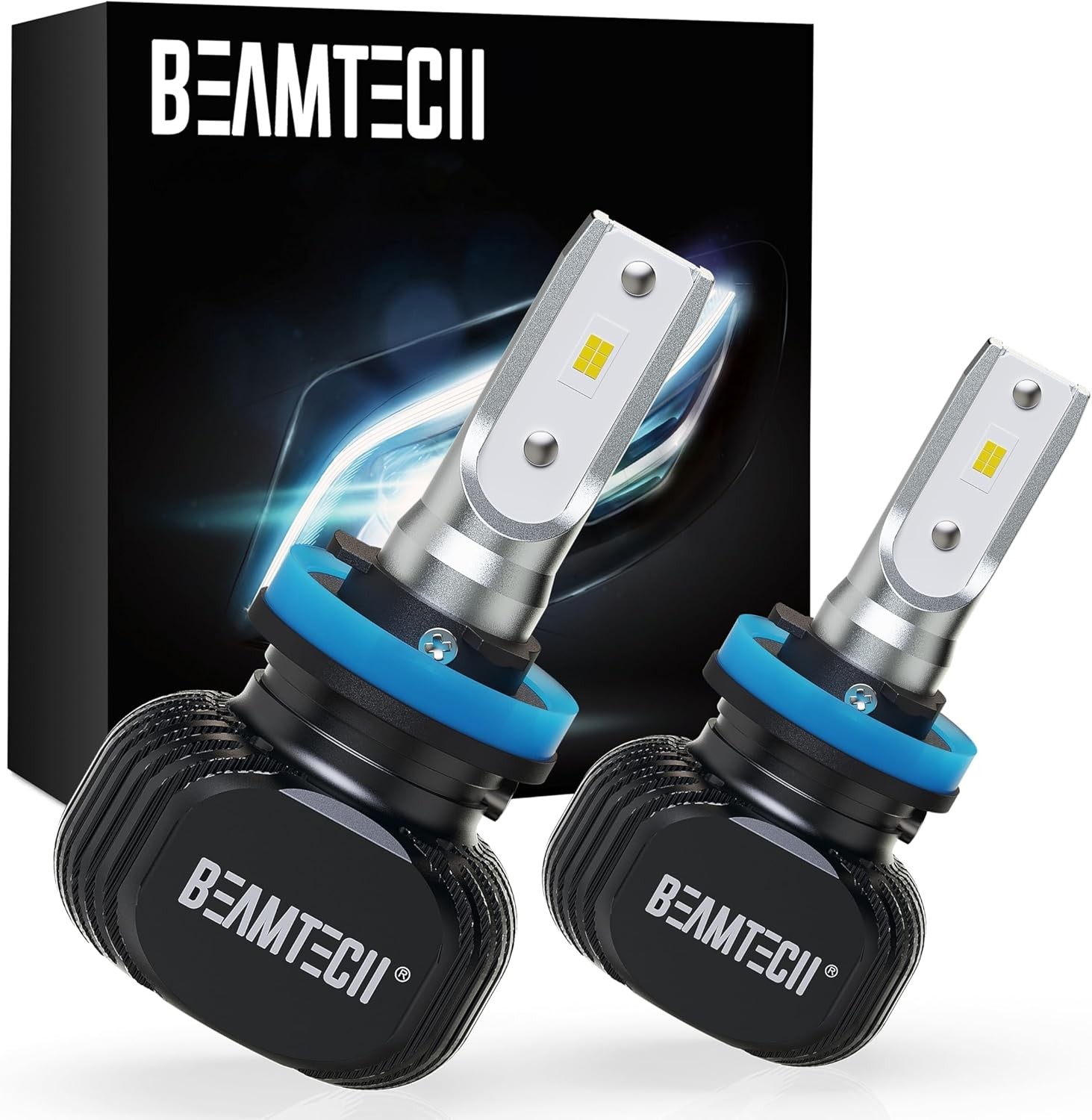 BEAMTECH H11 Bulbs, S1 Series H8 H9 Fog Lights, 300% Brighter 6500K White