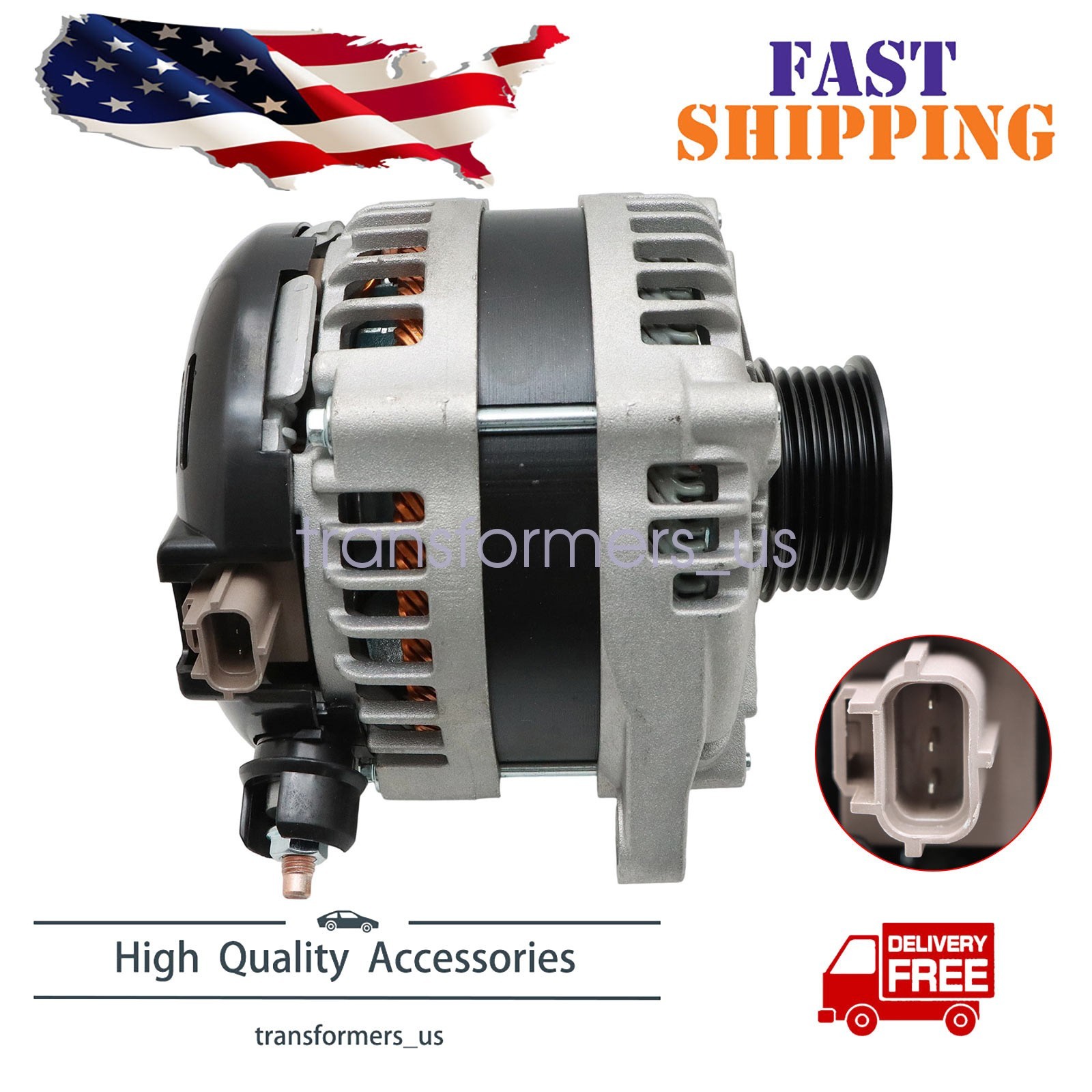 Alternator for Ford F-150 2011–2017 V6 3.5L/3.7L 225 Amp 12V CW 6-Groove Pulley