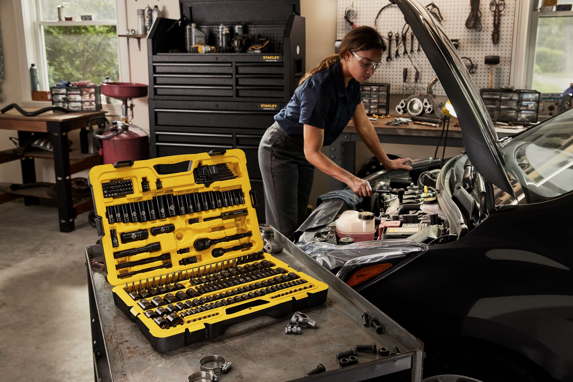 Stanley STMT75064 Professional Grade Black Chrome Mechanics Tool Set, 229-pc