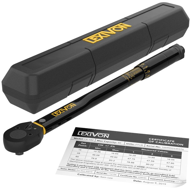 LEXIVON LX-182 3/8" Drive Click Torque Wrench 10–80 Ft-Lb / 13.6–108.5 Nm