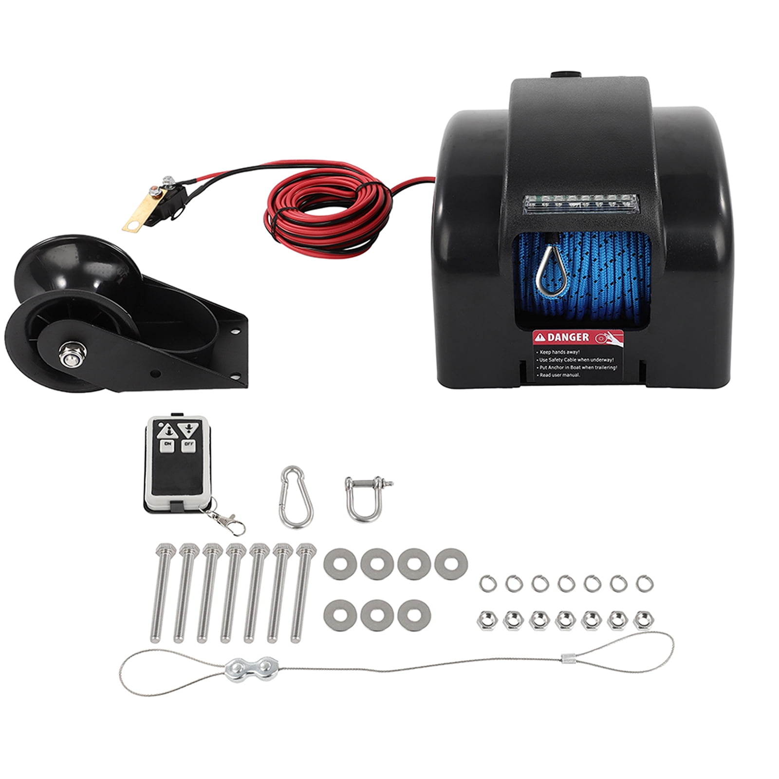 45 LBS Boat Anchor Winch, Electric Marine Winch with Wireless Remote, Free Fall